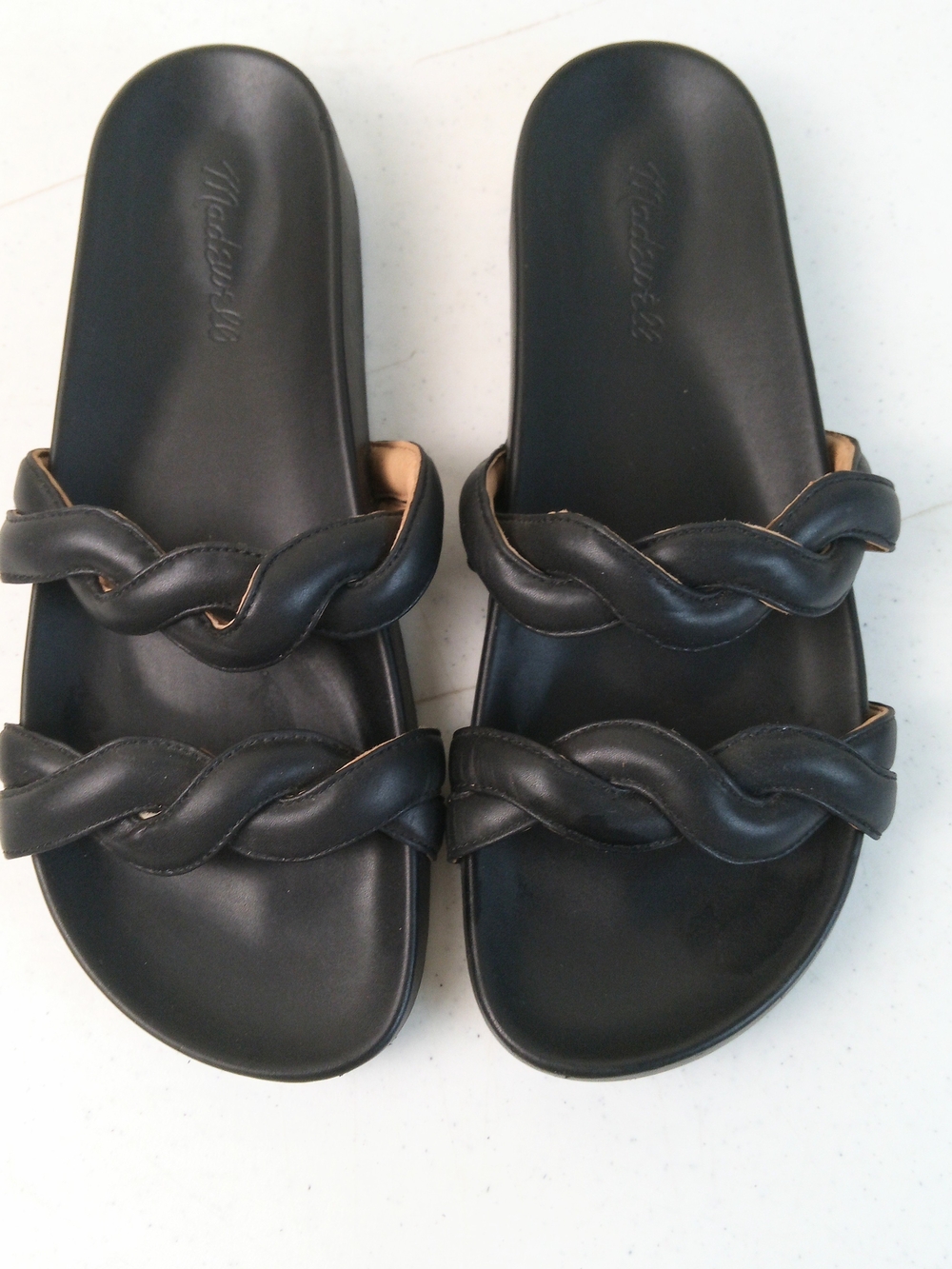 Madewell Black Braided Slide Sandals Women Size 9.5 Leather
